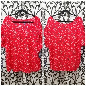 OLD NAVY Plus Red Pink Apple Print Shirt Blouse